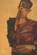 Egon Schiele Self-Portrait with Hand to Cheek (mk12) oil on canvas